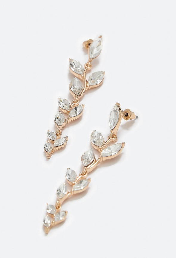 Celia Leaf Drop Earring Clear/Gold