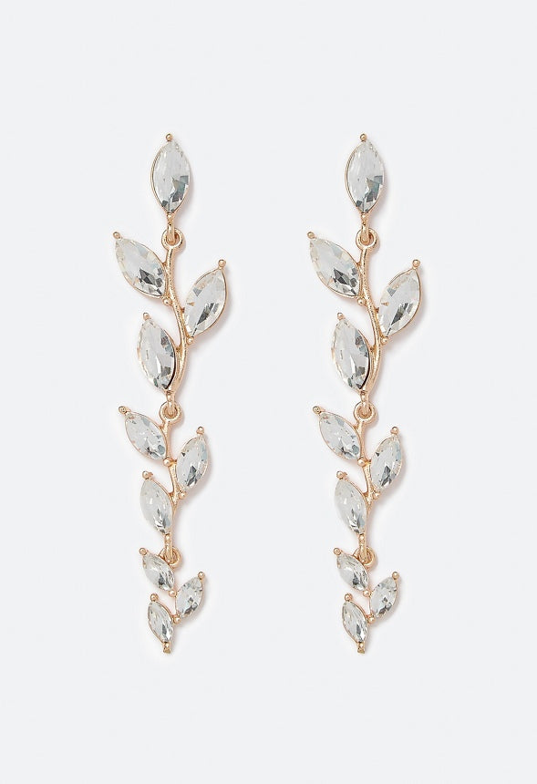 Celia Leaf Drop Earring Clear/Gold