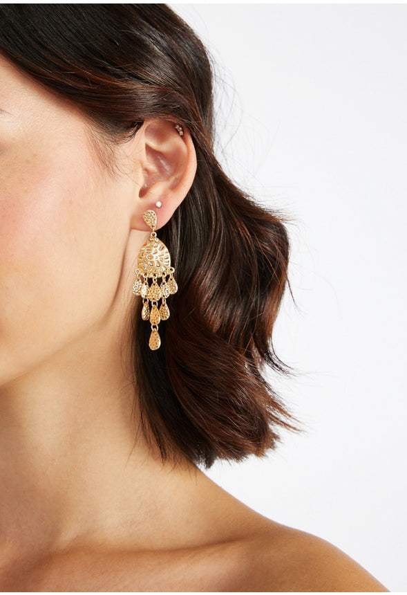 Jayda Etched Chandelier Earrings Gold