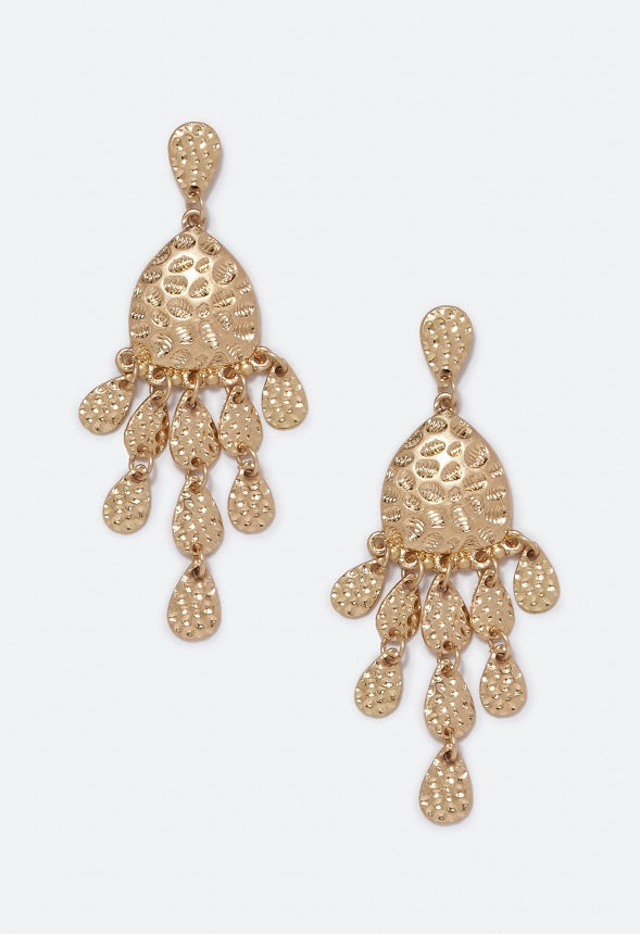 Jayda Etched Chandelier Earrings Gold