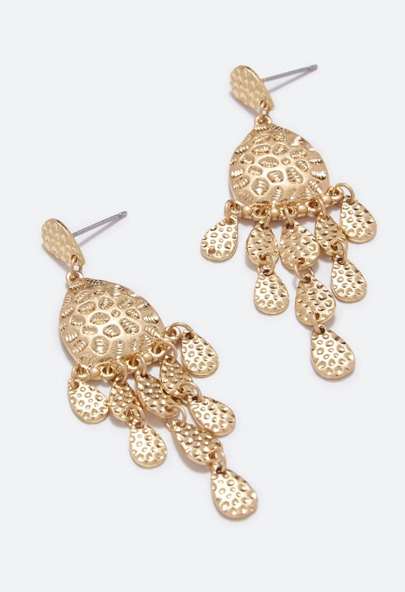 Jayda Etched Chandelier Earrings Gold