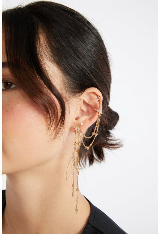 Aarya Stars Ear Party  Clear/Gold