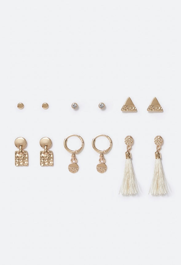 Lana Boho Stud and Hoop Multipack Cream/Gold