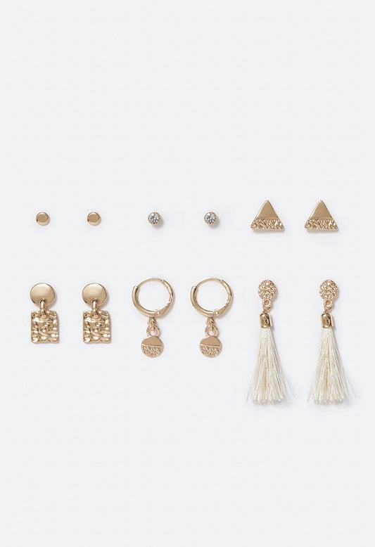 Lana Boho Stud and Hoop Multipack Cream/Gold