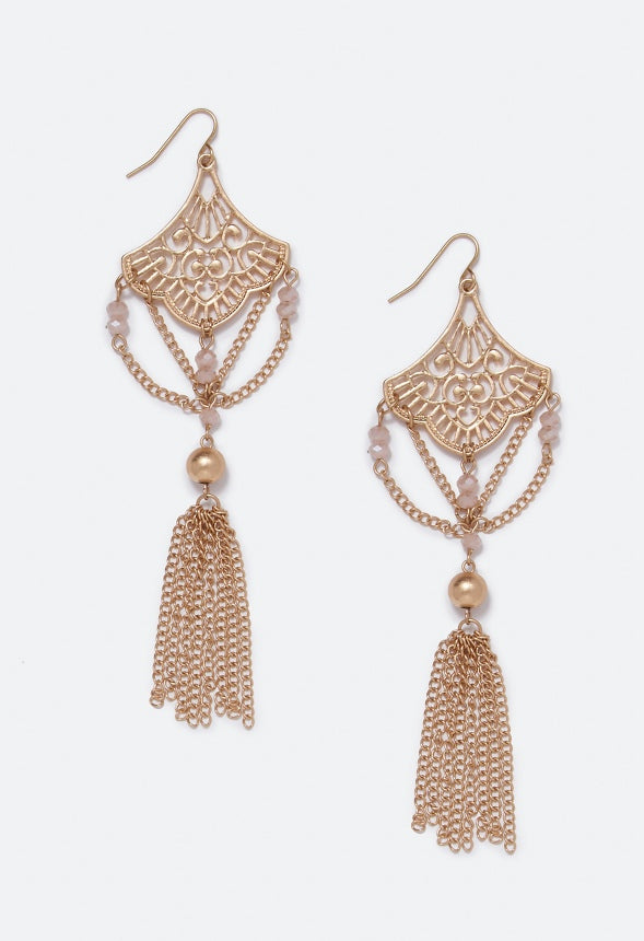 Aila Filigree Drop Earrings Blush/Gold