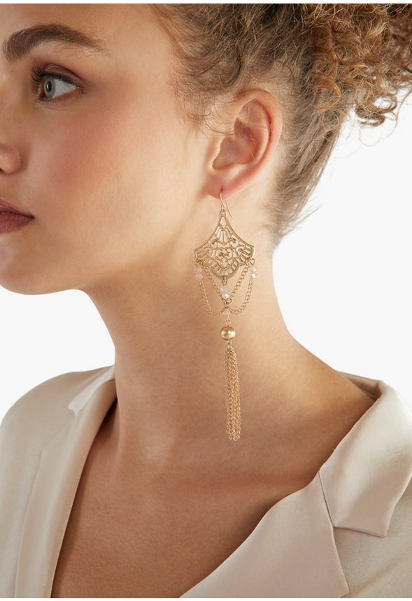 Aila Filigree Drop Earrings Blush/Gold