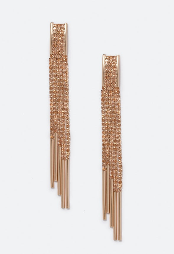 Rhea Rhinestone Strand Earring  Silk/Gold