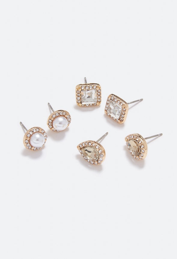 Camilla Precious Stud Multipack  Cream/Gold