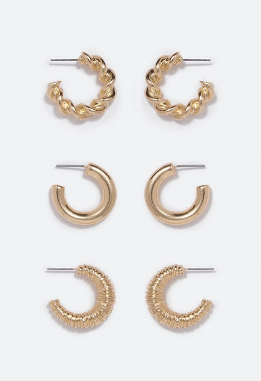 Mariah Textured Hoop Multipack  Gold