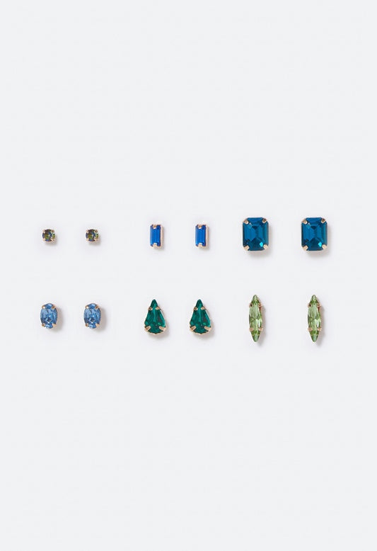 Ophelia Mixed Stone Stud Multipack  Blue/Gold