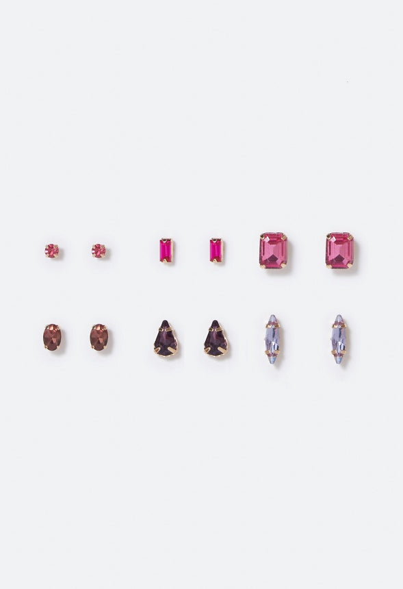 Ophelia Mixed Stone Stud Multipack  Pink/Gold