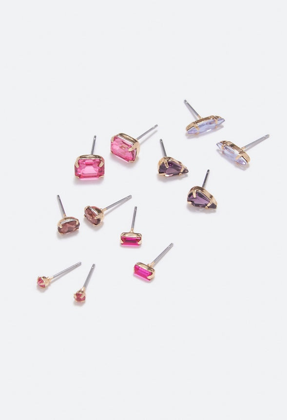 Ophelia Mixed Stone Stud Multipack  Pink/Gold