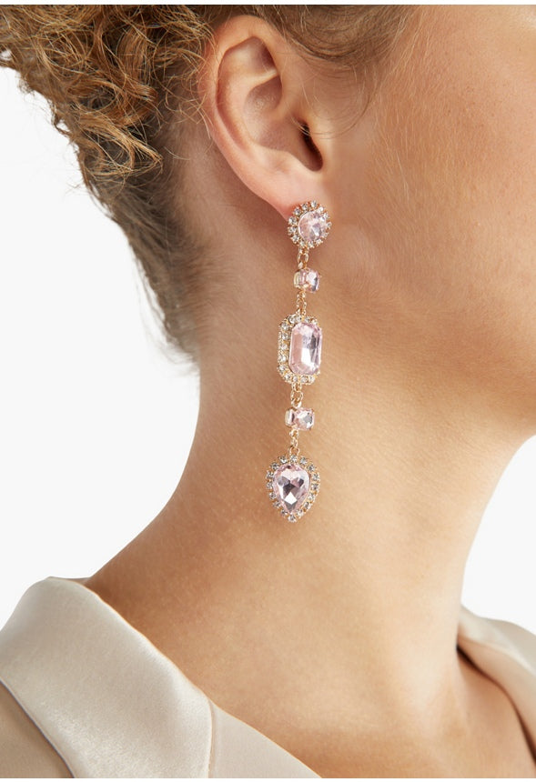 Melissa Mixed Stone Drop Earrings Pink/Gold