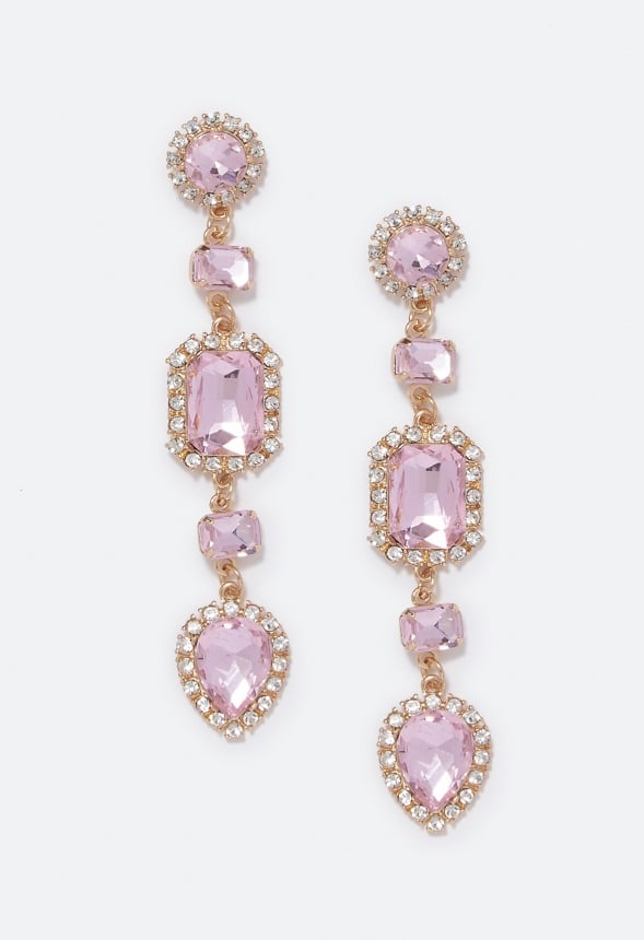 Melissa Mixed Stone Drop Earrings Pink/Gold