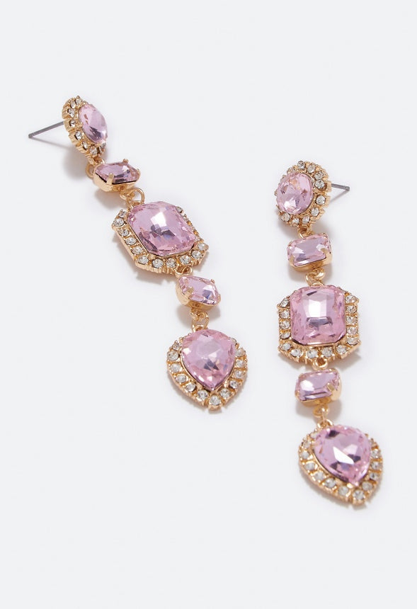 Melissa Mixed Stone Drop Earrings Pink/Gold