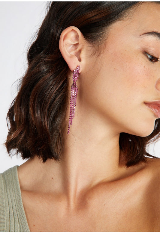 Celeste Asymmetric Strand Earrings Pink/Gold