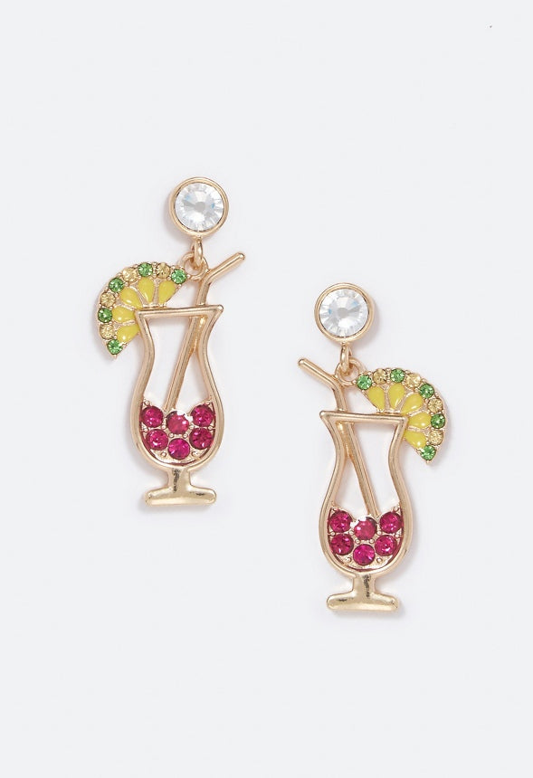 Skye Cocktail Stud Earrings Pink/Gold