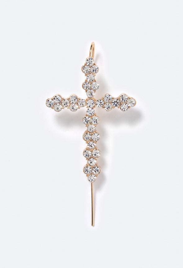 Andi Rhinestone Cross Ear Hook Crystal/Gold