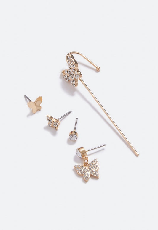 Erin Butterfly Earparty and Ear Hook  Crystal/Gold