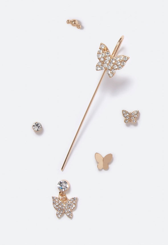 Erin Butterfly Earparty and Ear Hook  Crystal/Gold