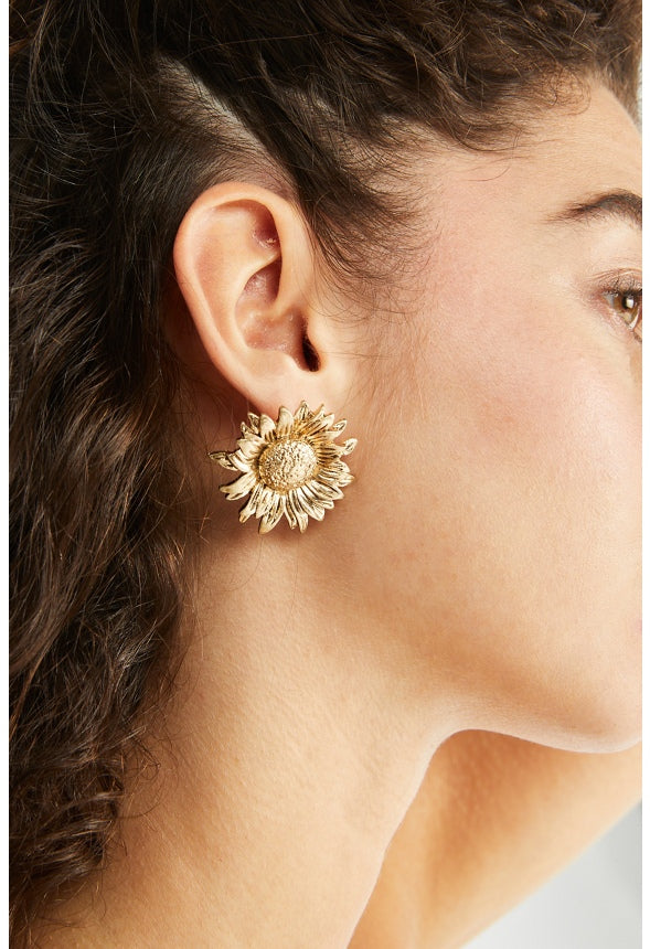 Bailey Sunflower Stud Earrings  Gold
