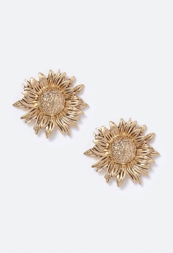 Bailey Sunflower Stud Earrings  Gold