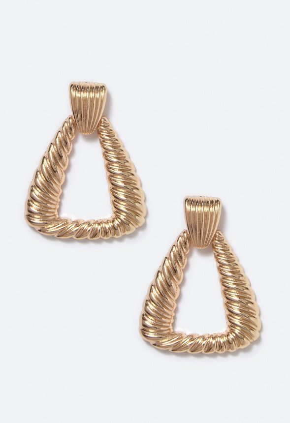 Astrid Textured Door Knocker Earrings  Gold