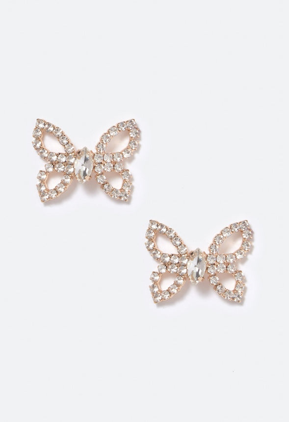 Adriana Crystal Butterfly Stud Earrings  Crystal/Gold