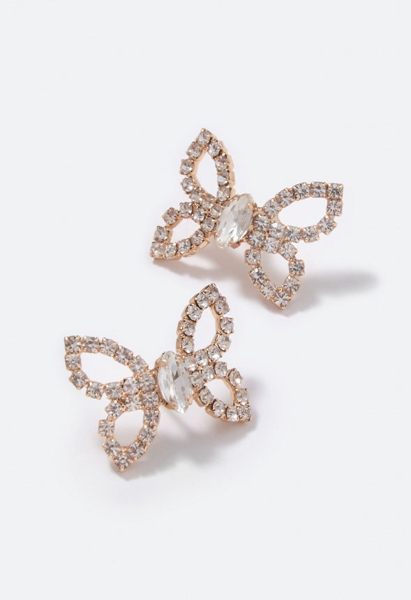  Adriana Crystal Butterfly Stud Earrings  Crystal/Gold