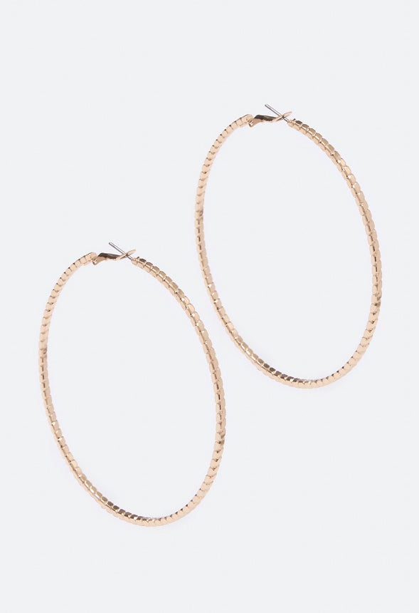 Mila Textured Oversized Hoop Earrings  Gold