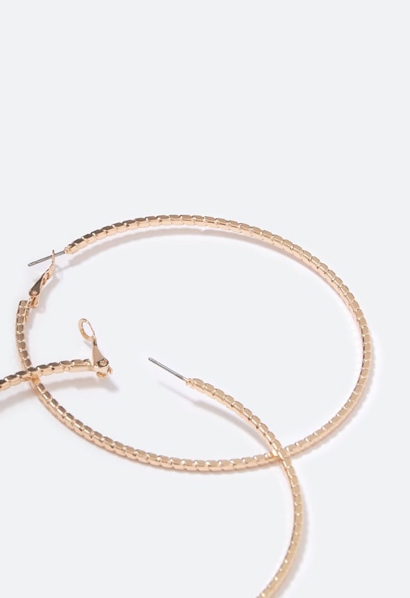 Mila Textured Oversized Hoop Earrings  Gold