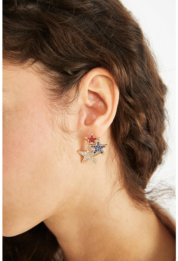 Harper Graduating Stars Stud Earrings  Red/White/Blue/Gold