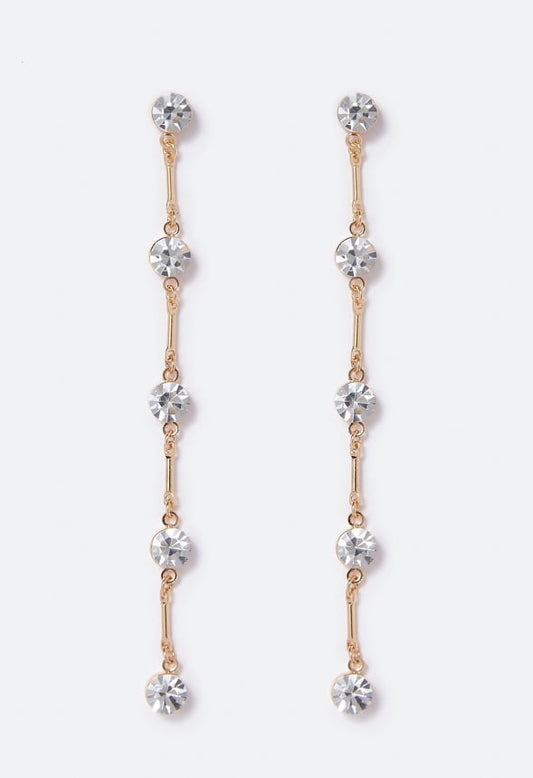 Ruby Spaced Crystal Strand Earring Crystal/Gold