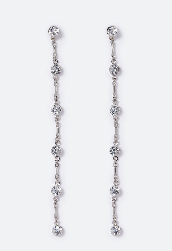 Malia Linked Crystal Strand Earring Crystal/Silver