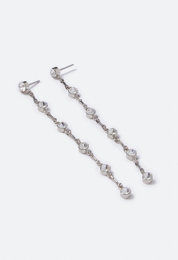 Malia Linked Crystal Strand Earring Crystal/Silver