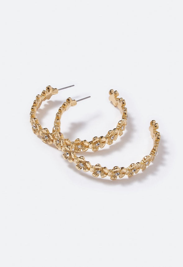 Myla 3D Flower Hoop Earring Gold