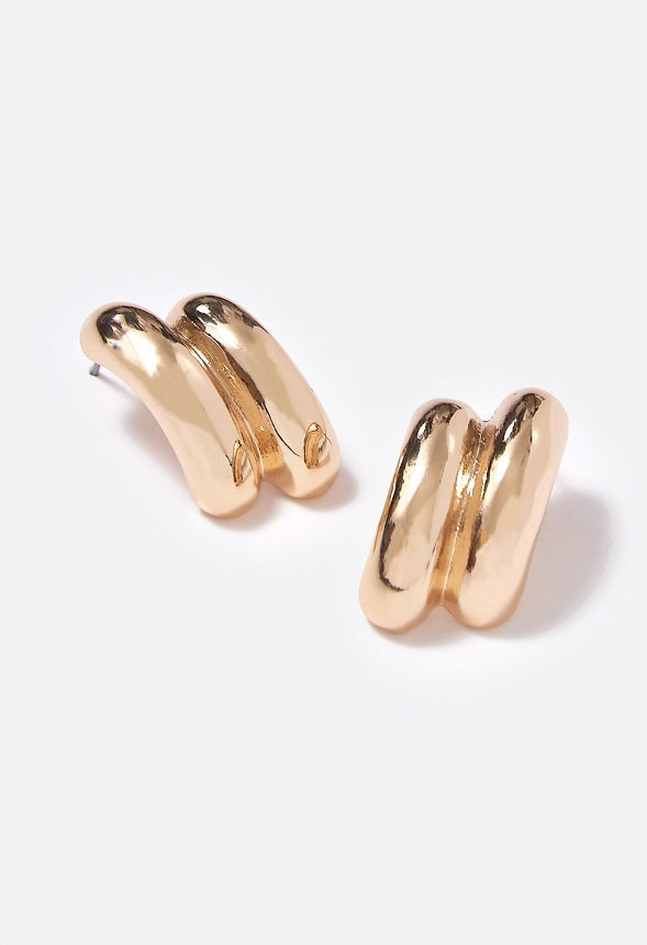 Fiona Double Tube Stud Earring  Gold