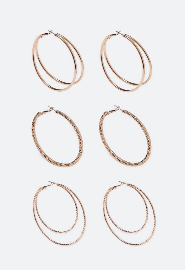 Nina Mixed Hoops Multipack  Gold