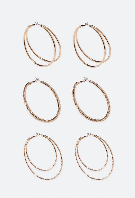 Nina Mixed Hoops Multipack  Gold
