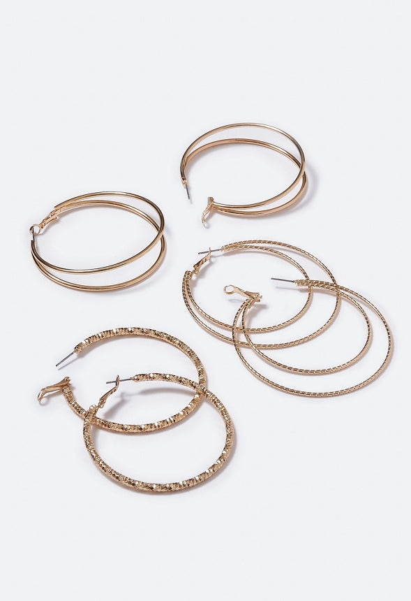 Nina Mixed Hoops Multipack  Gold