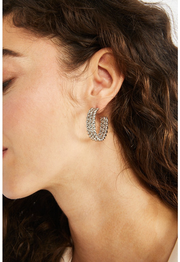 Amari Triple Twist Hoop Earring  Silver
