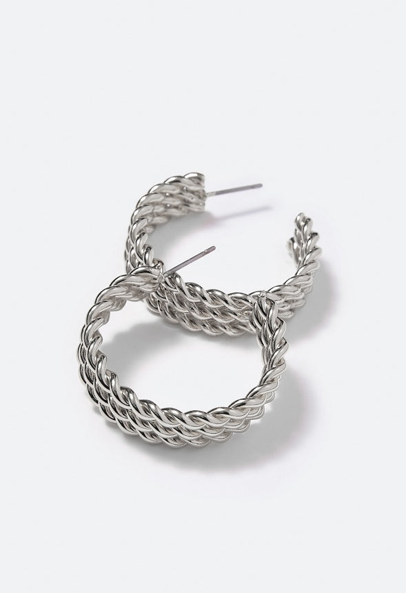 Amari Triple Twist Hoop Earring  Silver