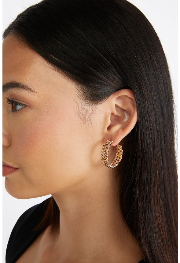 Amari Triple Twist Hoop Earring  Gold