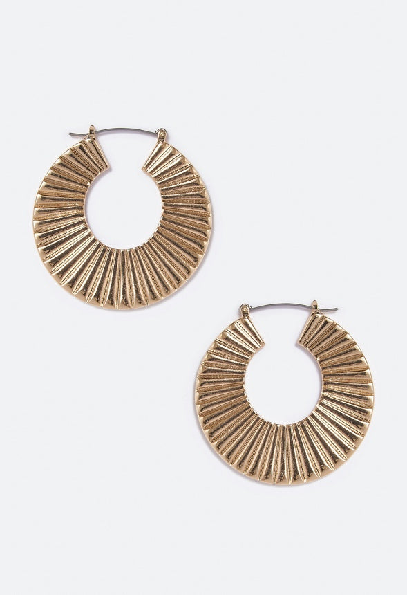 Heidi Clean Lines Ridged Hoop  Gold