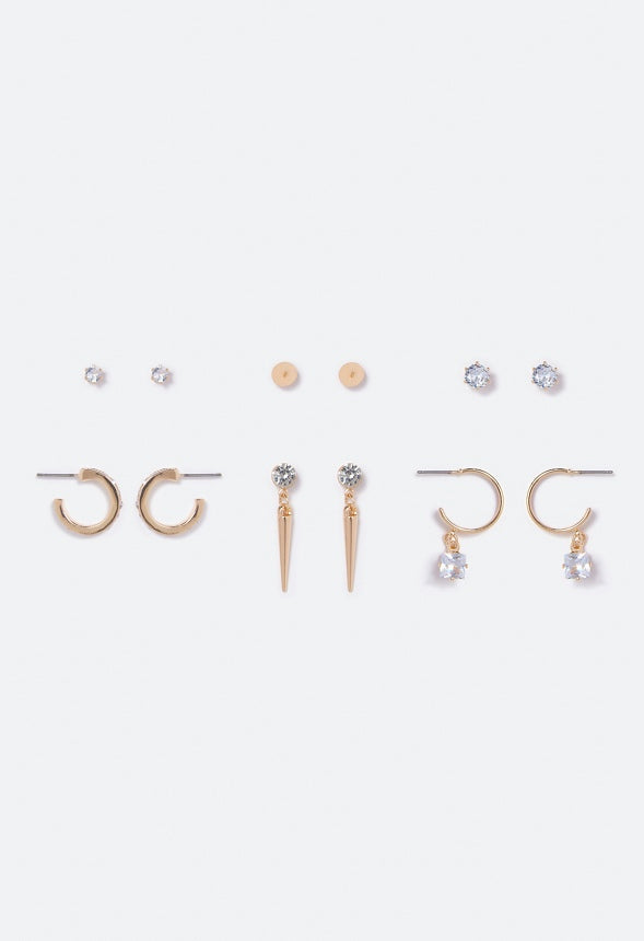 Sylvia Crystal Mixed Earring Multipack Crystal/Gold