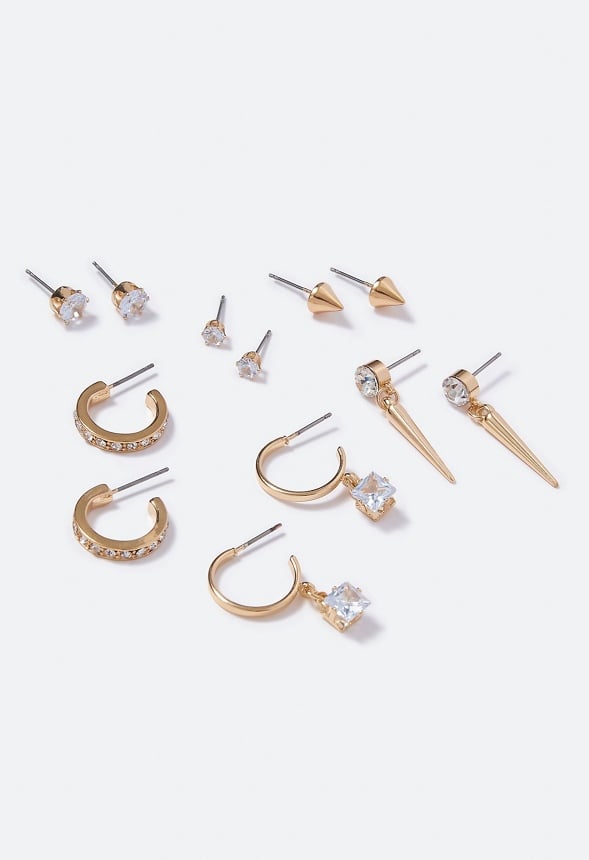 Sylvia Crystal Mixed Earring Multipack Crystal/Gold