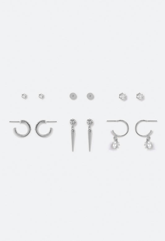 Sylvia Crystal Mixed Earring Multipack Crystal/Silver