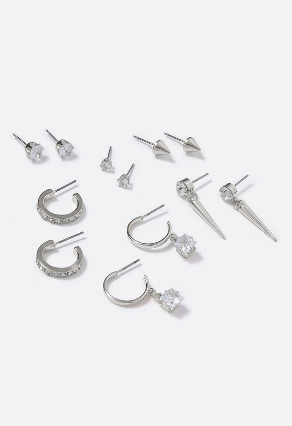 Sylvia Crystal Mixed Earring Multipack Crystal/Silver