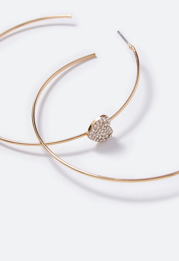 Bianca Heart Hoop Earring Crystal/Gold