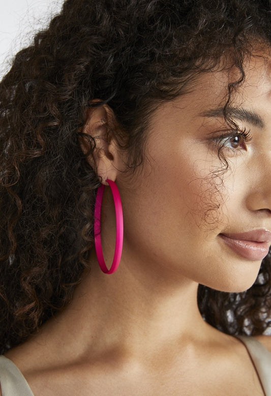 Bonnie Flat Hoop Earring Hot Pink